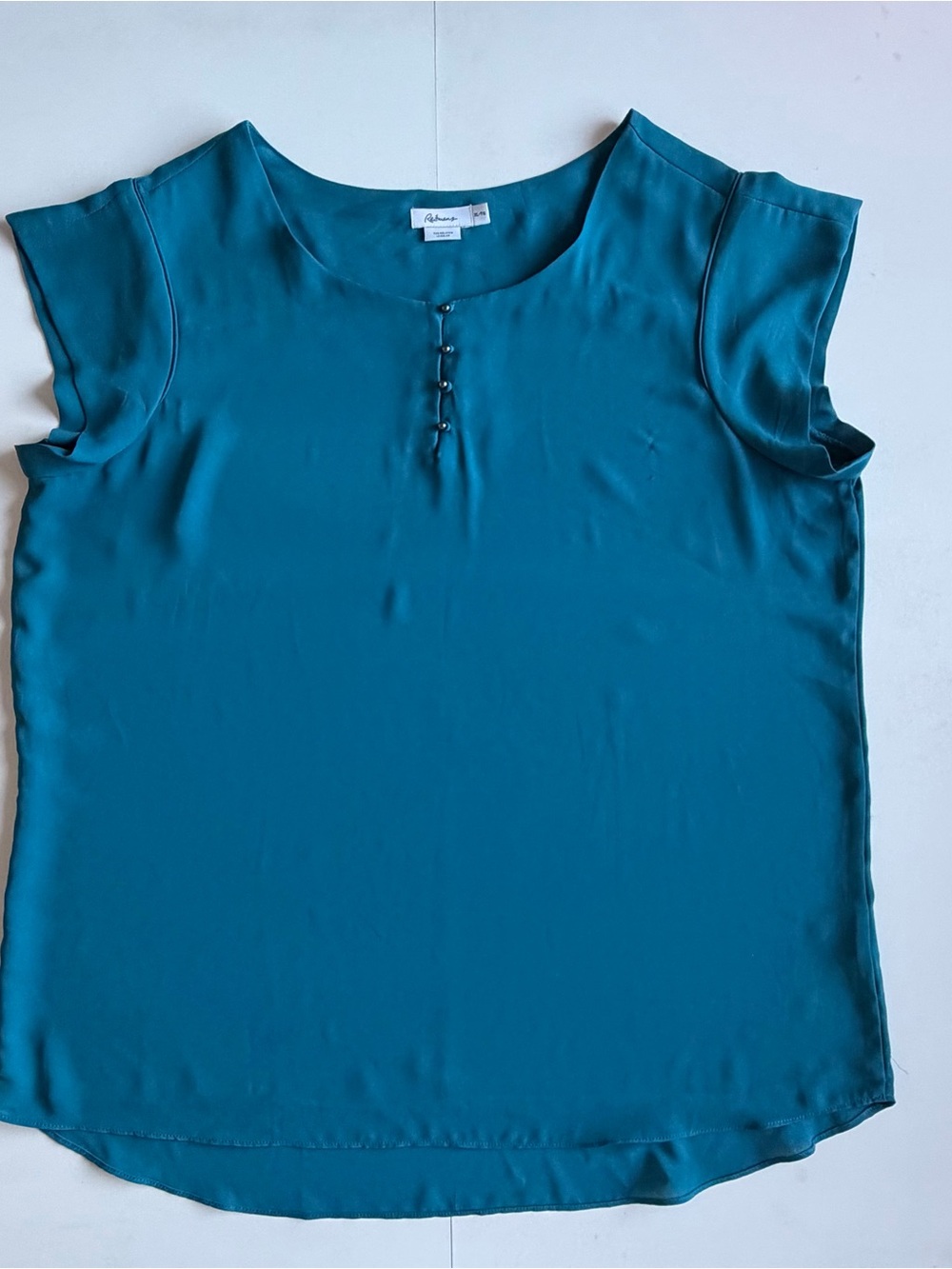 Reitmans Teal Cap-Sleeve Button-Front Blouse